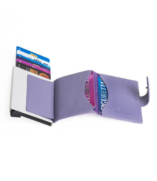 Figuretta Leren Cardprotector RFID Compact Creditcardhouder - Dames en Heren - Paars