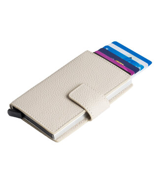 Figuretta Leren Cardprotector RFID Compact Creditcardhouder - Dames en Heren - Beige