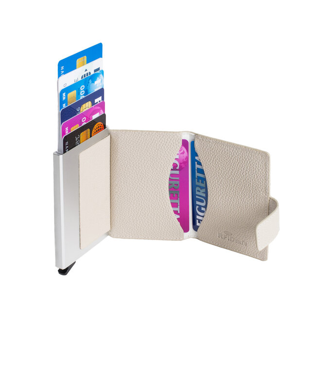 Figuretta Leren Cardprotector RFID Compact Creditcardhouder - Dames en Heren - Beige