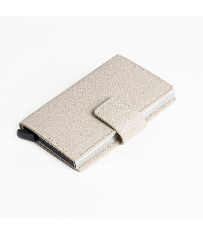 Figuretta Leren Cardprotector RFID Compact Creditcardhouder - Dames en Heren - Beige