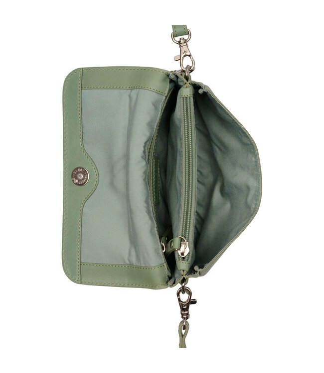 Salted Dames Schoudertasje - Clutch - Glad VT Leer - Olijfgroen