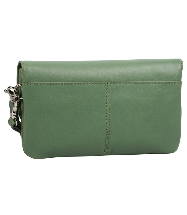 Salted Dames Schoudertasje - Clutch - Glad VT Leer - Olijfgroen