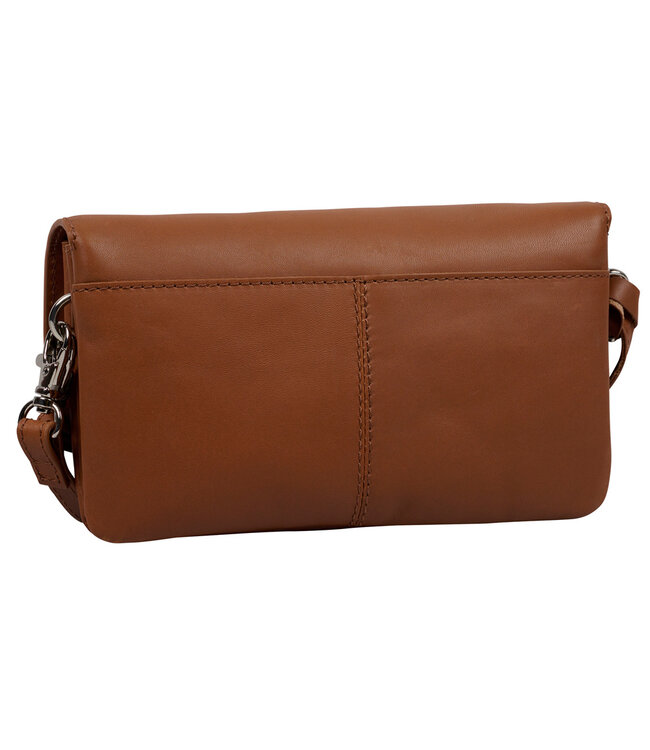 Salted Dames Schoudertasje - Clutch - Glad VT Leer - Donker Cognac