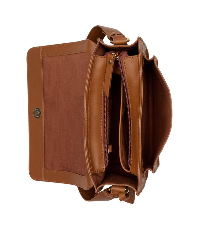 Salted Dames Schoudertasje  - Glad VT Leer - Donker Cognac