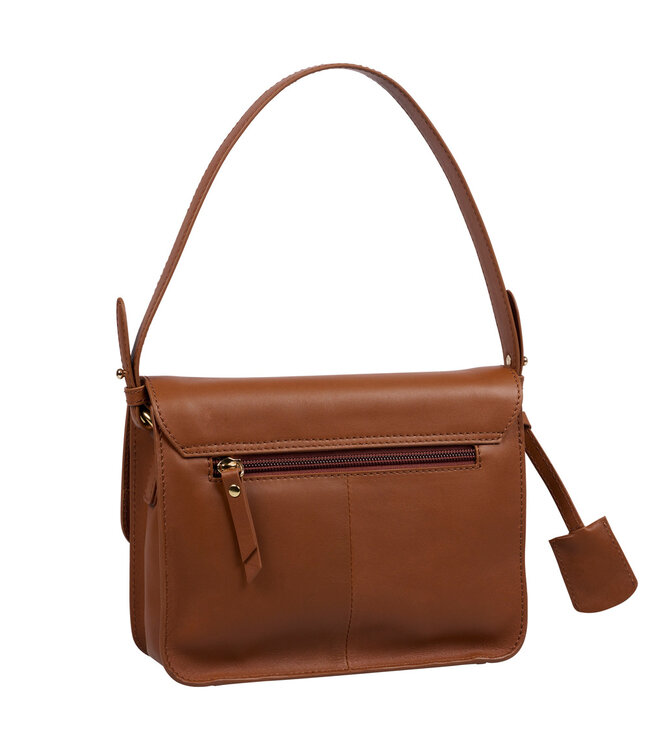 Salted Dames Schoudertasje  - Glad VT Leer - Donker Cognac