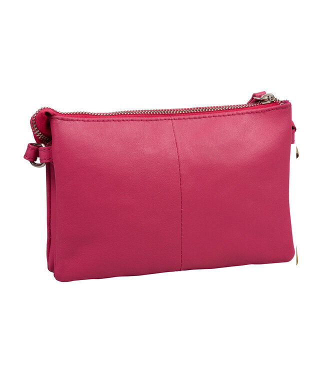 Salted Dames Crossover Schoudertas - Glad Leer - Fuchsia Roze