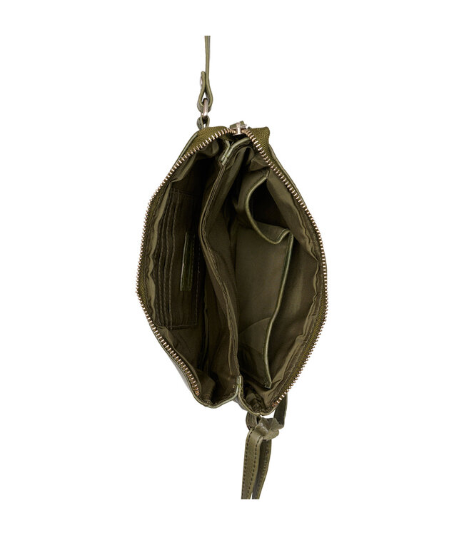 Salted Dames Crossover Schoudertas - Glad Leer - Legergroen