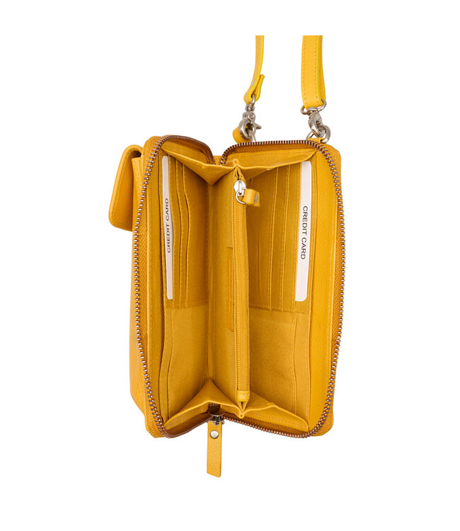 Salted Dames Telefoontasje - Portemonnee tasje - Glad Leer - Geel