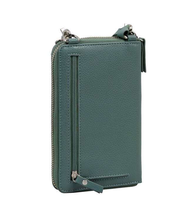 Salted Dames Telefoontasje - Portemonnee tasje - Glad Leer - Zeegroen