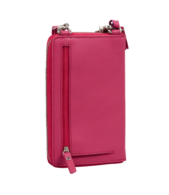Salted Dames Telefoontasje - Portemonnee tasje - Glad Leer - Fuchsia Roze