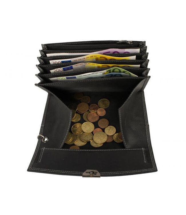 Landley Horeca Portemonnee + Holster Set - Inclusief Ketting - Robuust Hunter Leer - Zwart