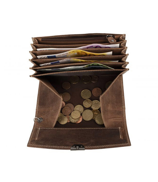 Landley Horeca Portemonnee + Holster Set - Inclusief Ketting - Robuust Hunter Leer - Bruin