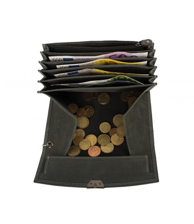 Landley Horeca Portemonnee + Holster Set - Inclusief Ketting - Robuust Hunter Leer - Antraciet