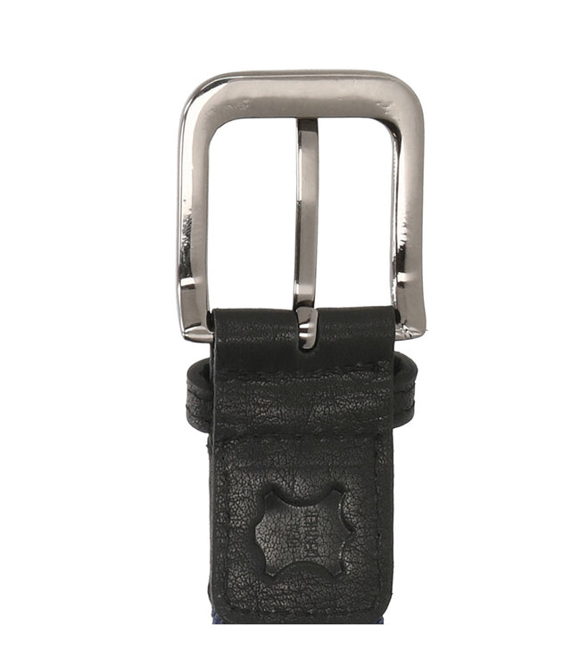 Hide & Stitches Elastische Gevlochten Stretch Riem - Leer & Elastiek - Dames & Heren - Blauw - One Size - Totale lengte 120 cm - Geschikt tot maat 110