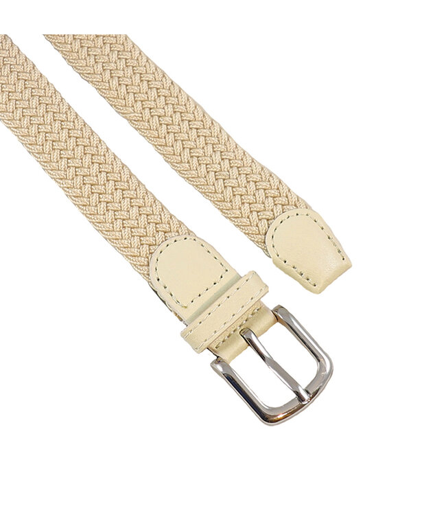 Houtkamp Smalle Elastische Dames Riem - Gevlochten Comfort Stretch Belt - 25 mm breed - Vrouwen Ceintuur - Beige
