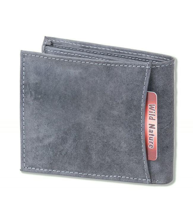 Wild Nature Leren Billfold Portemonnee - Heren - Leer - Donker grijs