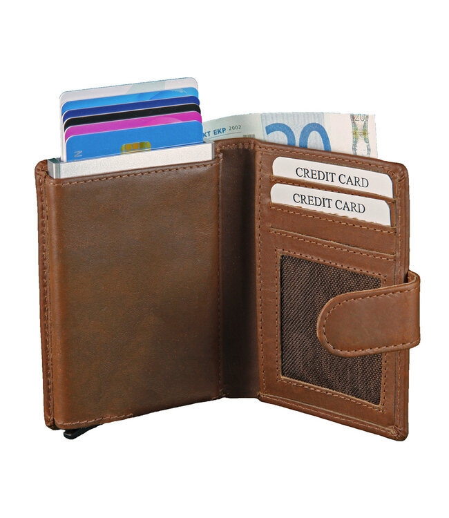 Figuretta Leren Card Protector met RFID bescherming Hunter Bruin