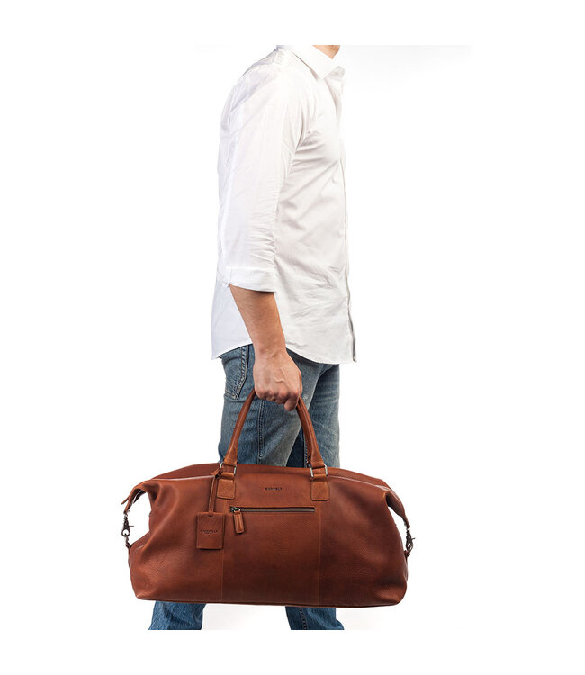 BURKELY Antique Avery Weekender Leren Weekendtas Unisex Reistas - Cognac