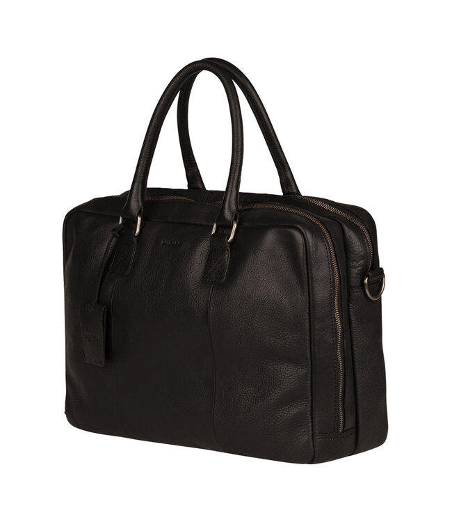 BURKELY Antique Avery Leren Unisex Laptop Tas - 15.6 inch - Zwart