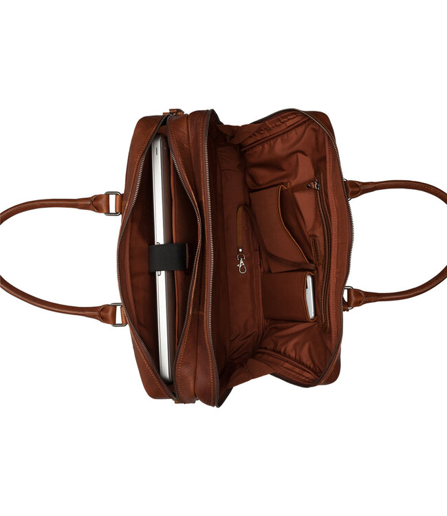 BURKELY Antique Avery Leren Unisex Laptop Tas - 15.6 inch - Cognac