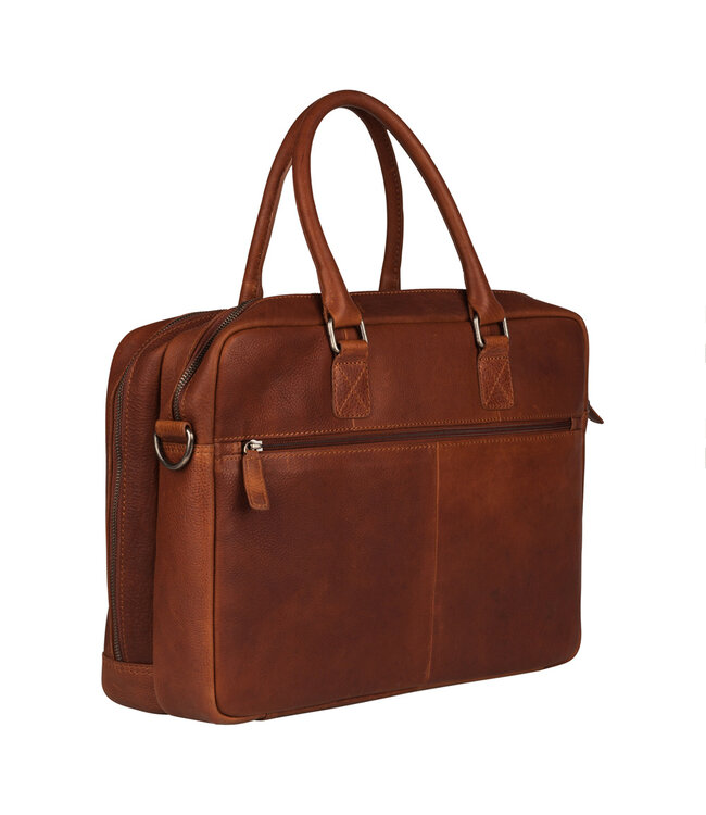 BURKELY Antique Avery Leren Unisex Laptop Tas - 15.6 inch - Cognac
