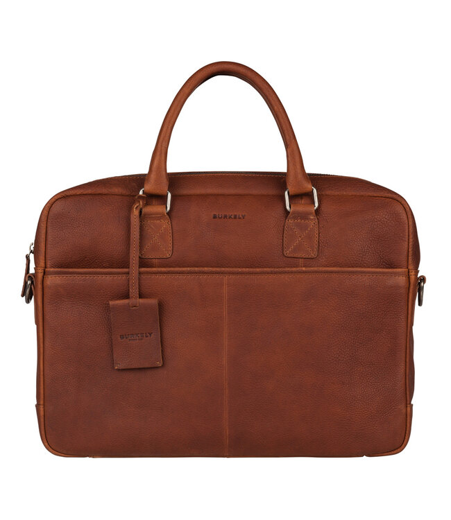 BURKELY Antique Avery Leren Unisex Laptoptas - Enkele Rits - 15.6 inch - Cognac