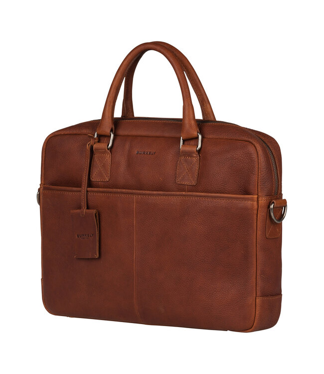 BURKELY Antique Avery Leren Unisex Laptoptas - Enkele Rits - 15.6 inch - Cognac