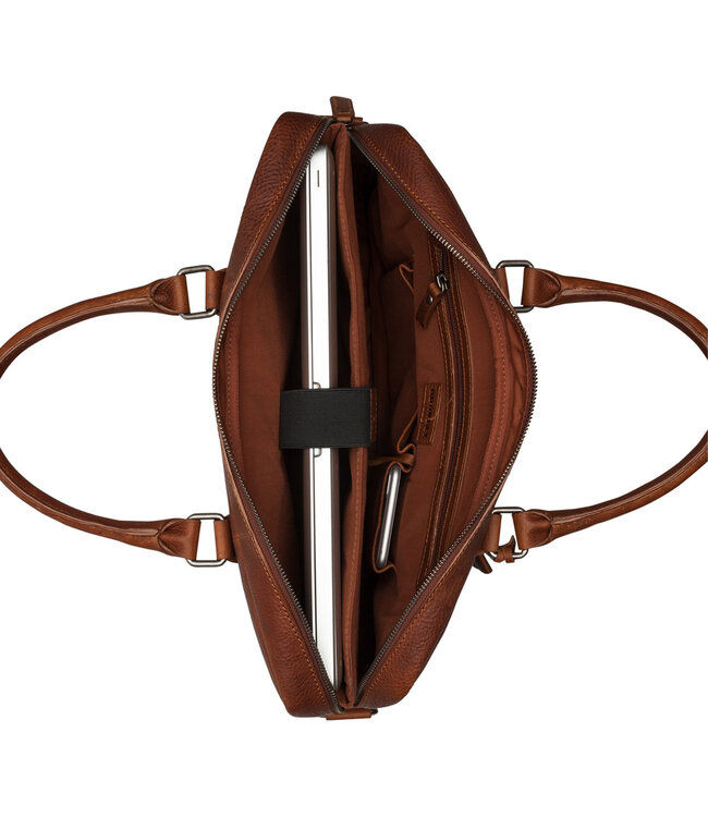 BURKELY Antique Avery Leren Unisex Laptoptas - Enkele Rits - 15.6 inch - Cognac