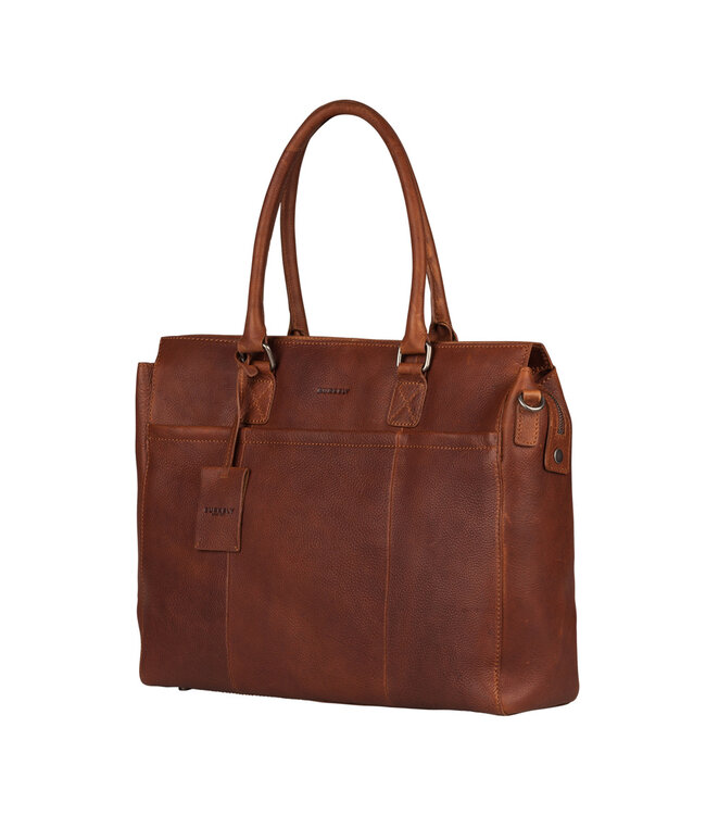 BURKELY Antique Avery Leren Dames  Laptoptas - Enkele Rits - 15.6 inch - Cognac
