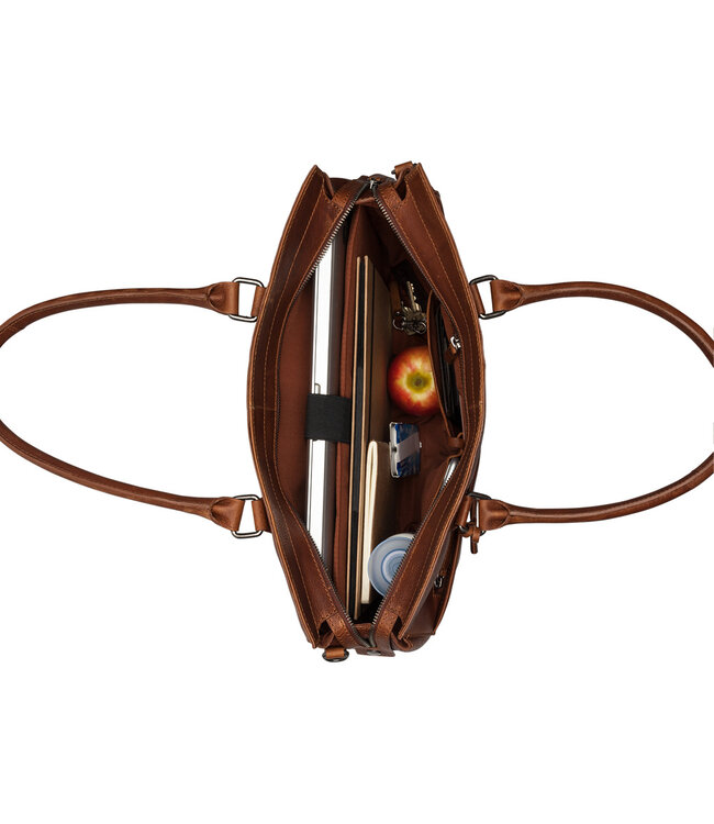 BURKELY Antique Avery Leren Dames  Laptoptas - Enkele Rits - 15.6 inch - Cognac