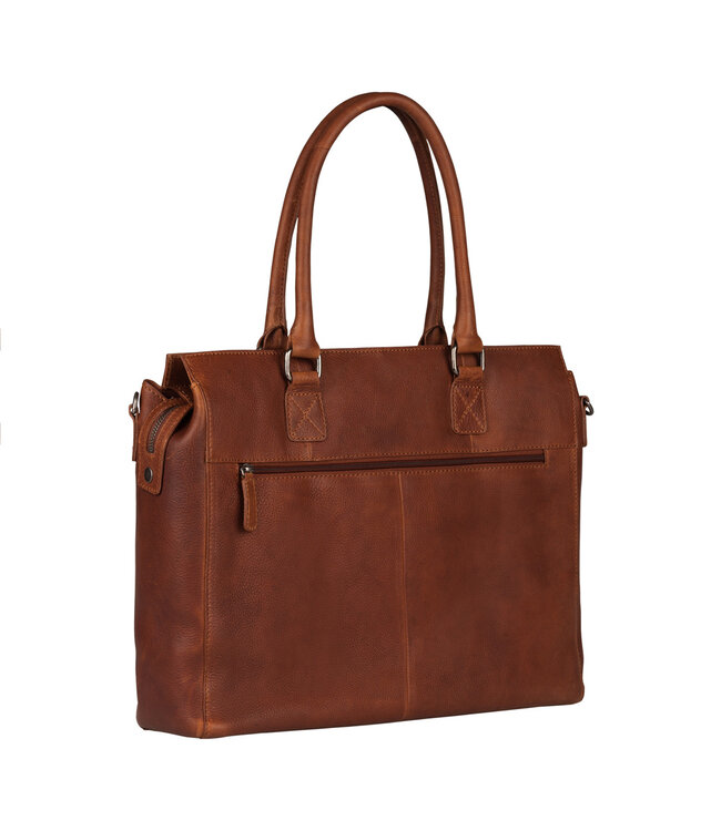 BURKELY Antique Avery Leren Dames  Laptoptas - Enkele Rits - 15.6 inch - Cognac