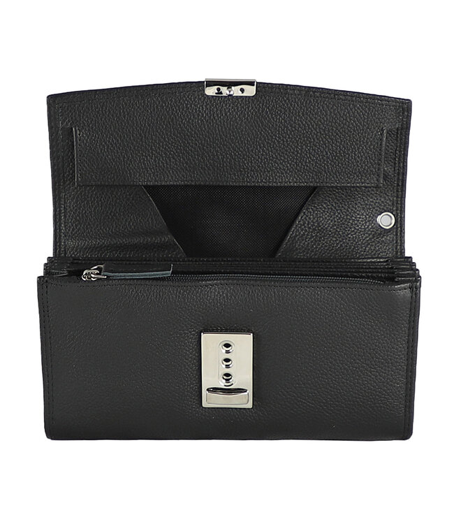 Houtkamp Leren Horeca Portemonnee - Kelnerbeurs - Stevig Ladderslot - Robuust Nappa Leer - Zwart