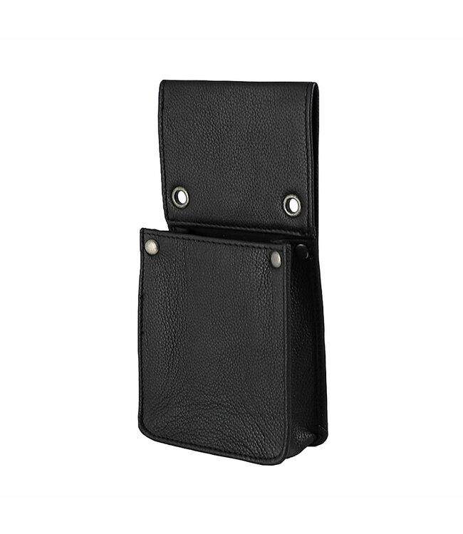 Houtkamp Leren Horeca Handterminal Holster - Riem Holster voor Handheld of Smartphone - Robuust Nappa Leer - Zwart