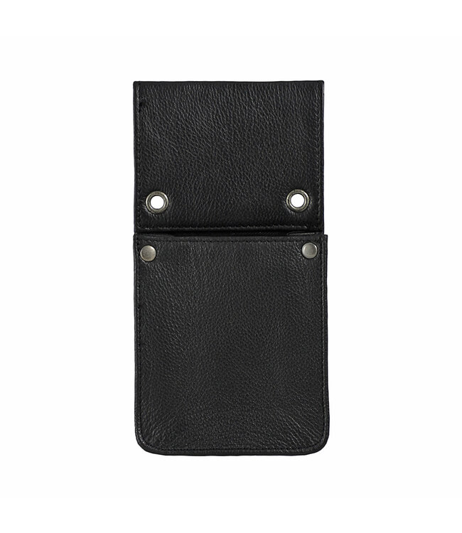 Houtkamp Leren Horeca Handterminal Holster - Riem Holster voor Handheld of Smartphone - Robuust Nappa Leer - Zwart
