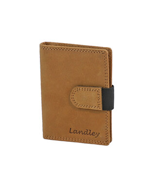 Landley Leren  Pasjeshouder - Mapje voor 22 pasjes - Dames / Heren Creditcardhouder - Vintage Hunter Leer - Cognac