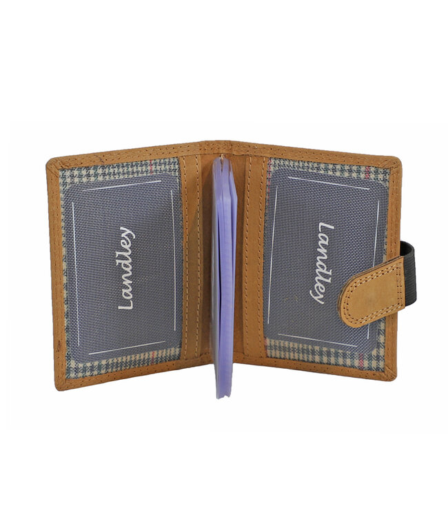 Landley Leren  Pasjeshouder - Mapje voor 22 pasjes - Dames / Heren Creditcardhouder - Vintage Hunter Leer - Cognac