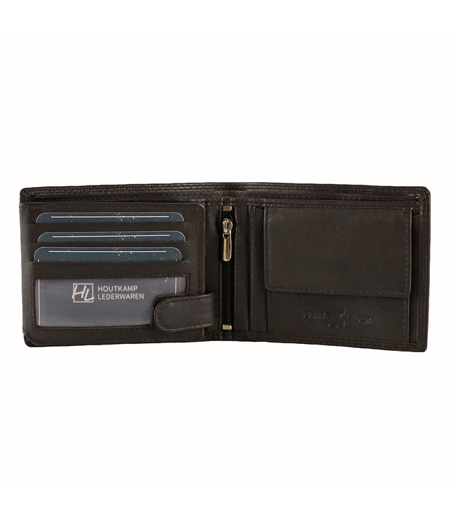 Houtkamp Leren Heren Portemonnee - Billfold - Nappa  Leer - Bruin