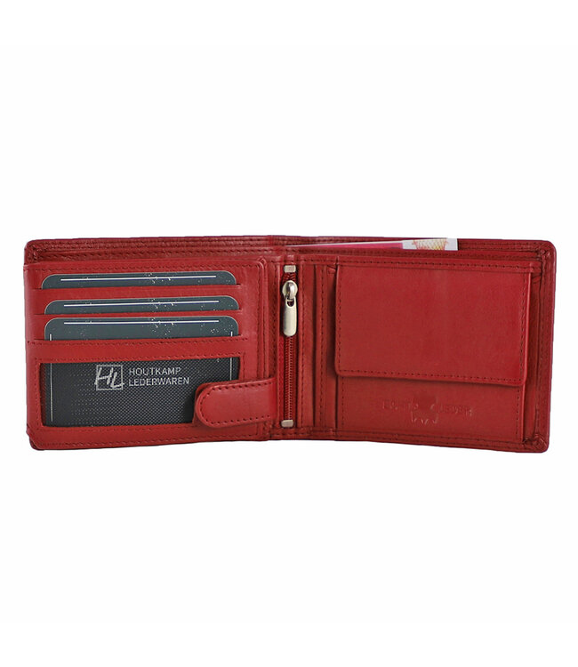 Houtkamp Leren Heren Portemonnee - Billfold - Nappa  Leer - Rood