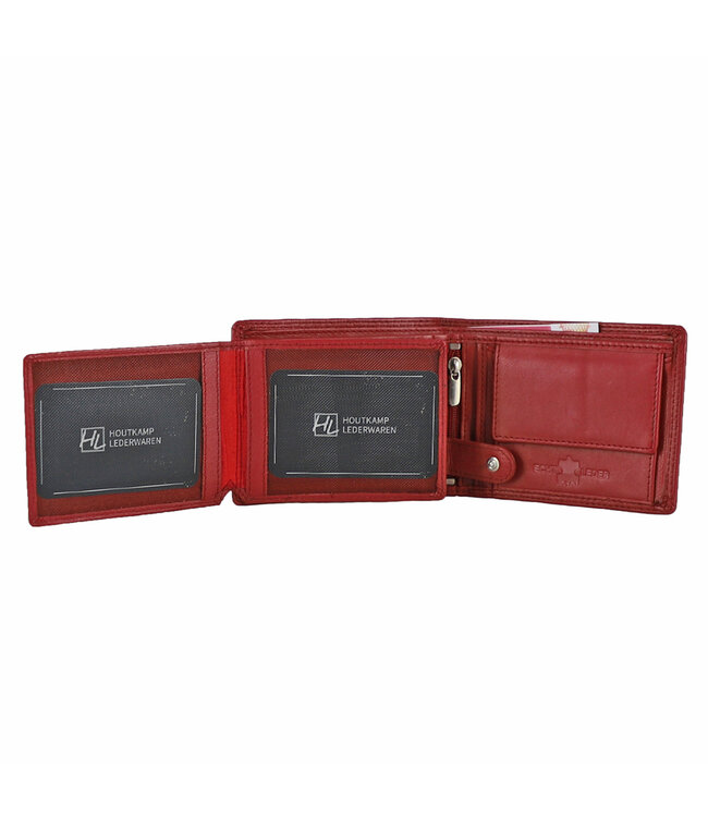 Houtkamp Leren Heren Portemonnee - Billfold - Nappa  Leer - Rood