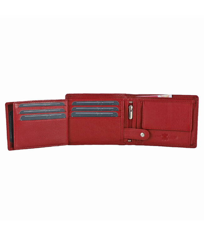 Houtkamp Leren Heren Portemonnee - Billfold - Nappa  Leer - Rood