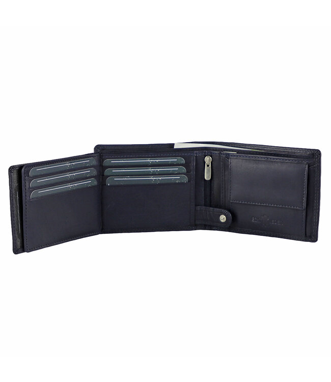 Houtkamp Leren Heren Portemonnee - Billfold - Nappa  Leer - Blauw