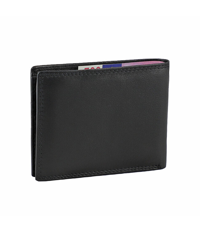 Landley Leren Heren Portemonnee Billfold - Compact Model - Formaat S - RFID - Soepel Nappa Leer - Zwart