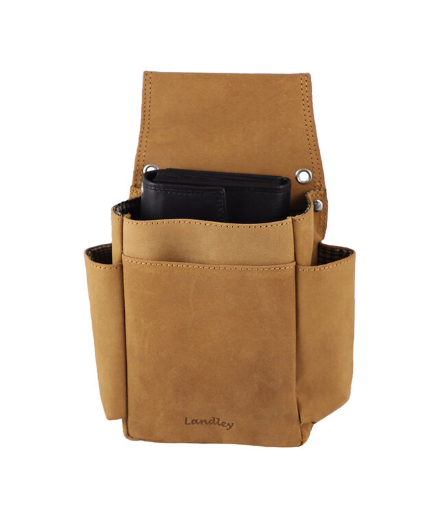 Landley Ruime Horeca Riem Holster - Geschikt voor Kelnerbeurs en Horeca Portemonnee - Vintage Hunter Leer - Cognac