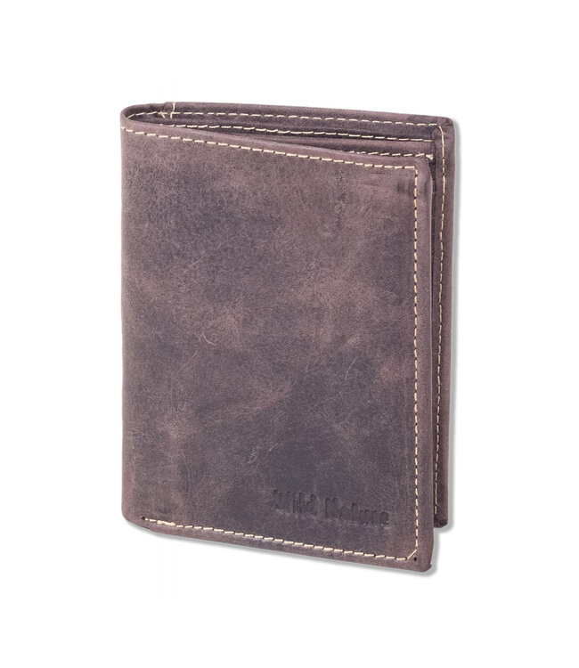 Wild Nature Hoge Billfold Portemonnee Leer Bruin