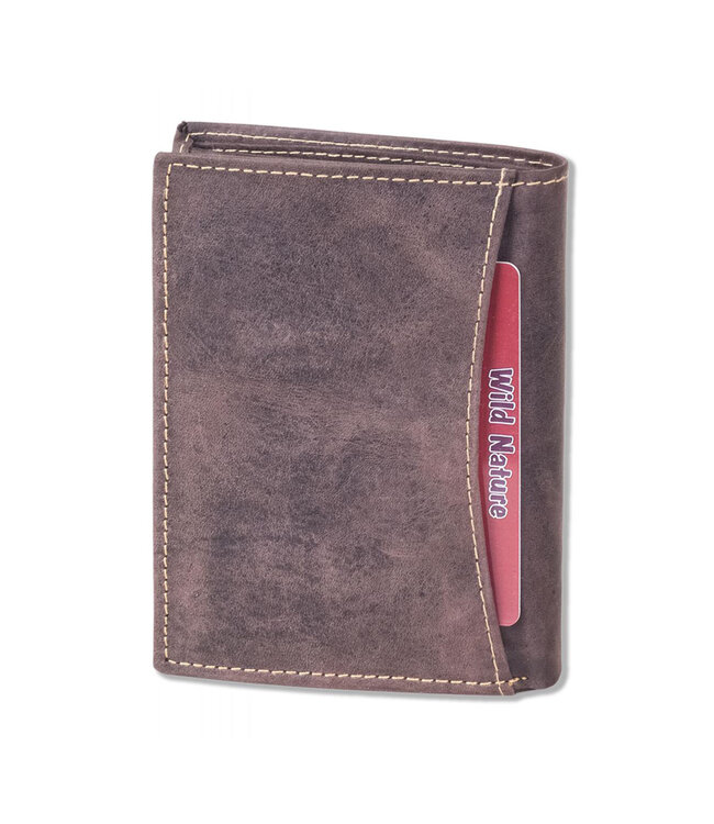 Wild Nature Hoge Billfold Portemonnee Leer Bruin