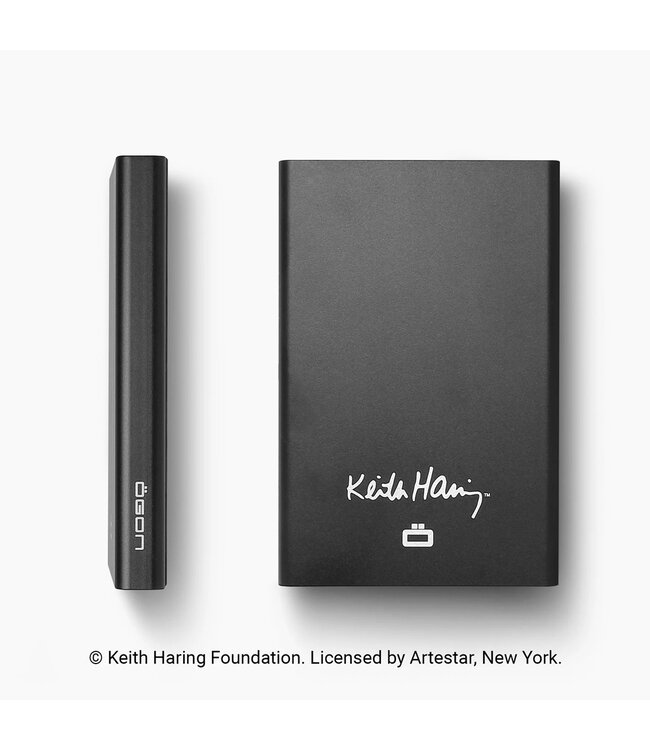 Ögon Designs Slider Pasjeshouder - 6 pasjes - Aluminium Creditcardhouder - RFID Anti-Skim - Keith Haring - Zwart-Wit