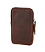 Landley Compact Leren Dames Telefoontasje - Antique Vintage Pull-up Leer - Donker Cognac / Bruin