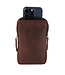 Landley Compact Leren Dames Telefoontasje - Antique Vintage Pull-up Leer - Donker Cognac / Bruin