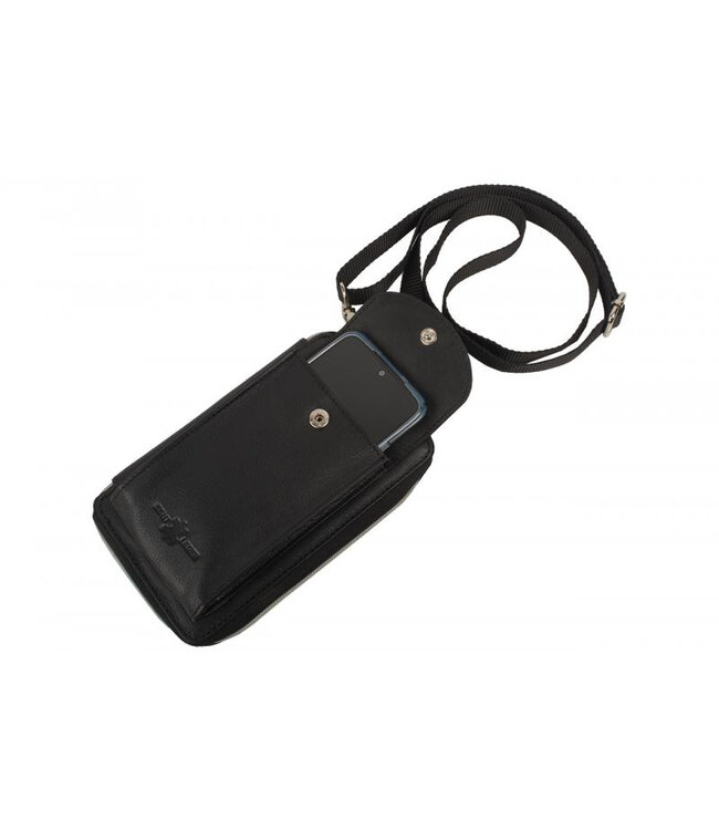 Houtkamp Leren Dames Telefoontasje Portemonnee - Leer - Zwart