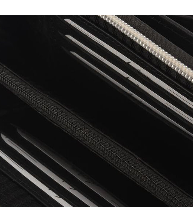 Houtkamp Leren Dames Telefoontasje Portemonnee - Leer - Zwart